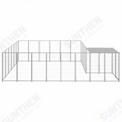 Dog Kennel Silver 130.2 ft² Steel Dog Kennel Silver 130.2 ft² Steel