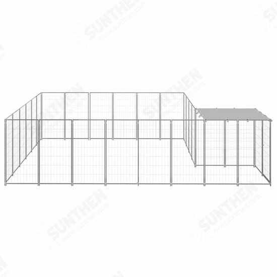 Dog Kennel Silver 130.2 ft² Steel