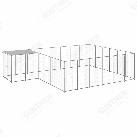 Dog Kennel Silver 130.2 ft² Steel