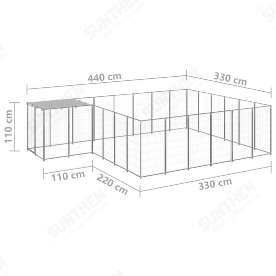 Dog Kennel Silver 130.2 ft² Steel