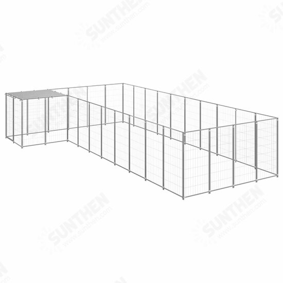 Dog Kennel Silver 143.3 ft² Steel