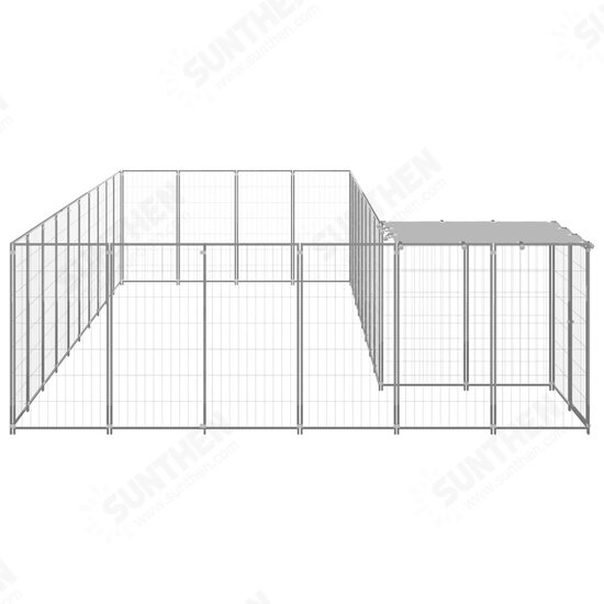 Dog Kennel Silver 143.3 ft² Steel