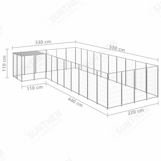 Dog Kennel Silver 143.3 ft² Steel