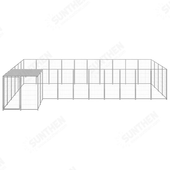 Dog Kennel Silver 143.3 ft² Steel