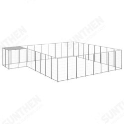 Dog Kennel Silver 221.4 ft² Steel Dog Kennel Silver 221.4 ft² Steel