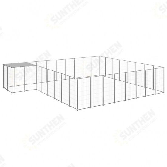 Dog Kennel Silver 221.4 ft² Steel Dog Kennel Silver 221.4 ft² Steel