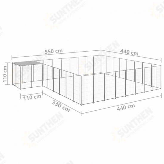 Dog Kennel Silver 221.4 ft² Steel Dog Kennel Silver 221.4 ft² Steel