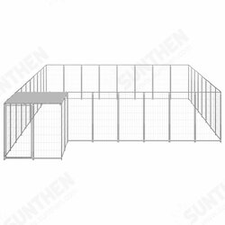 Dog Kennel Silver 221.4 ft² Steel Dog Kennel Silver 221.4 ft² Steel