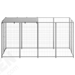 Dog Kennel Silver 26 ft² Steel Dog Kennel Silver 26 ft² Steel