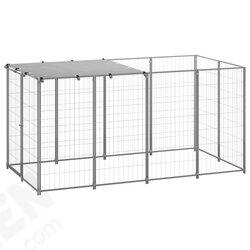 Dog Kennel Silver 26 ft² Steel Dog Kennel Silver 26 ft² Steel