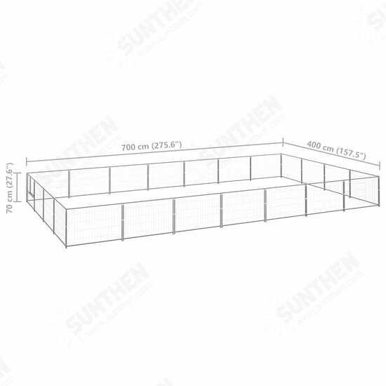 Dog Kennel Silver 301.4 ft² Steel Dog Kennel Silver 301.4 ft² Steel
