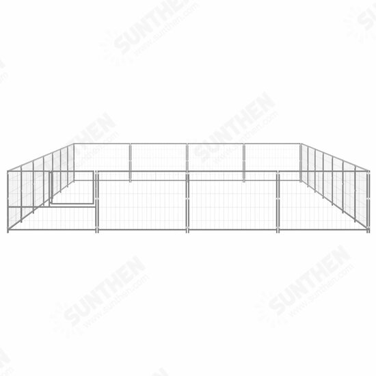 Dog Kennel Silver 301.4 ft² Steel