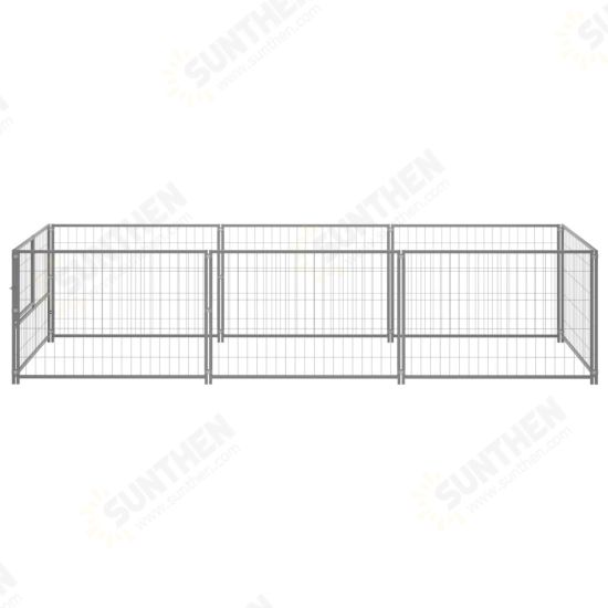 Dog Kennel Silver 32.3 ft² Steel Dog Kennel Silver 32.3 ft² Steel