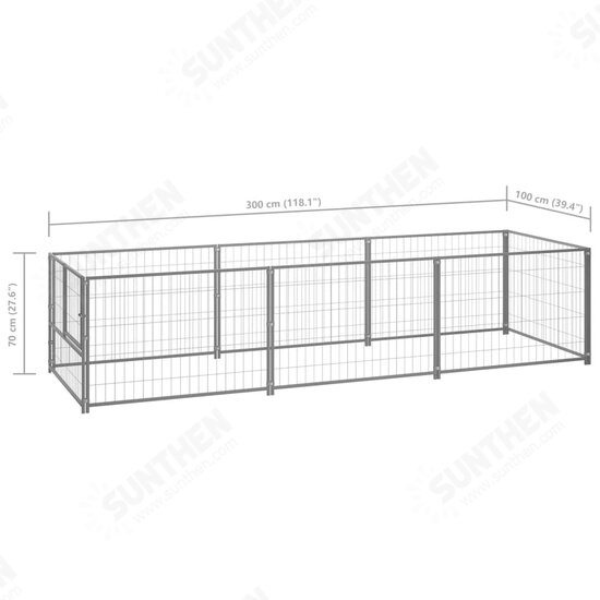 Dog Kennel Silver 32.3 ft² Steel