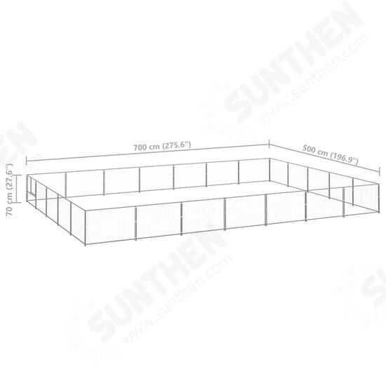 Dog Kennel Silver 376.7 ft² Steel