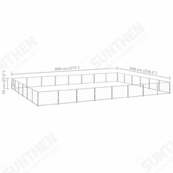 Dog Kennel Silver 516.7 ft² Steel Dog Kennel Silver 516.7 ft² Steel