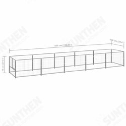 Dog Kennel Silver 53.8 ft² Steel Dog Kennel Silver 53.8 ft² Steel
