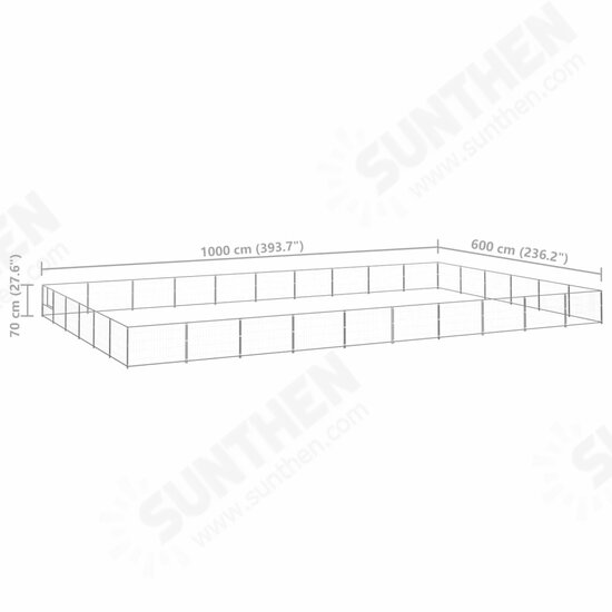 Dog Kennel Silver 645.8 ft² Steel Dog Kennel Silver 645.8 ft² Steel