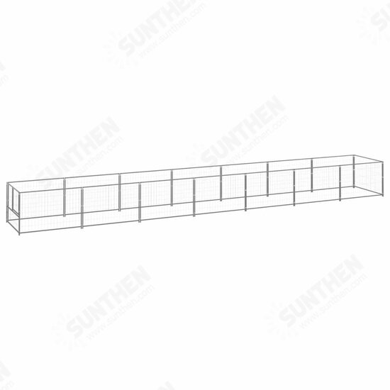 Dog Kennel Silver 75.3 ft² Steel