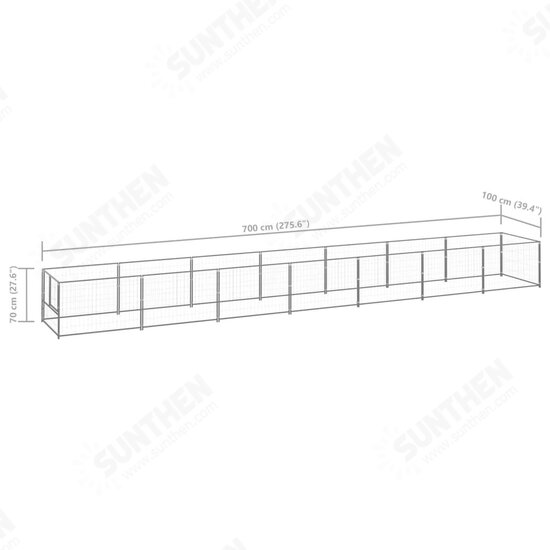 Dog Kennel Silver 75.3 ft² Steel