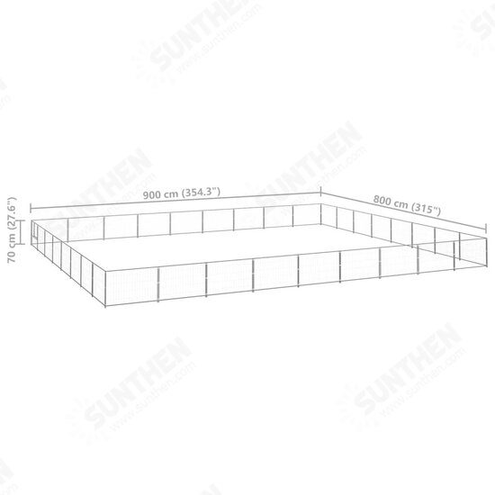 Dog Kennel Silver 775 ft² Steel Dog Kennel Silver 775 ft² Steel