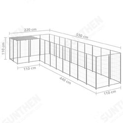 Dog Kennel Silver 78.1 ft² Steel Dog Kennel Silver 78.1 ft² Steel