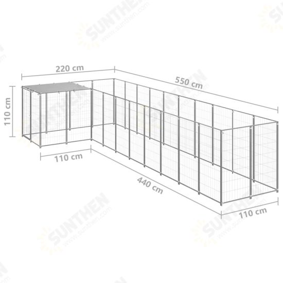 Dog Kennel Silver 78.1 ft² Steel