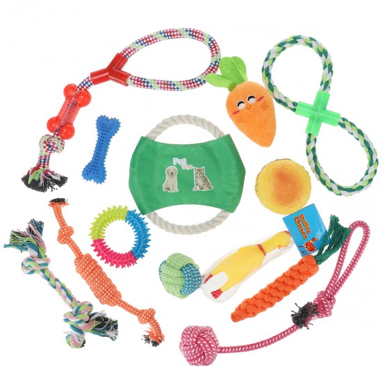 Dog Rope Toys Set 13/17 Pack Dog Chew Toys for Dog Teeth Grinding Cleaning Ball Play IQ Training Interactive Knot