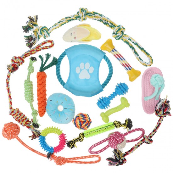 Dog Rope Toys Set 13/17 Pack Dog Chew Toys for Dog Teeth Grinding Cleaning Ball Play IQ Training Interactive Knot