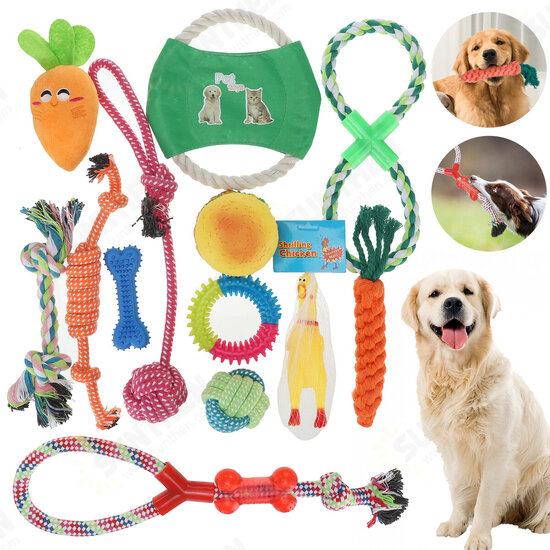 Dog Rope Toys Set 13/17 Pack Dog Chew Toys for Dog Teeth Grinding Cleaning Ball Play IQ Training Interactive Knot