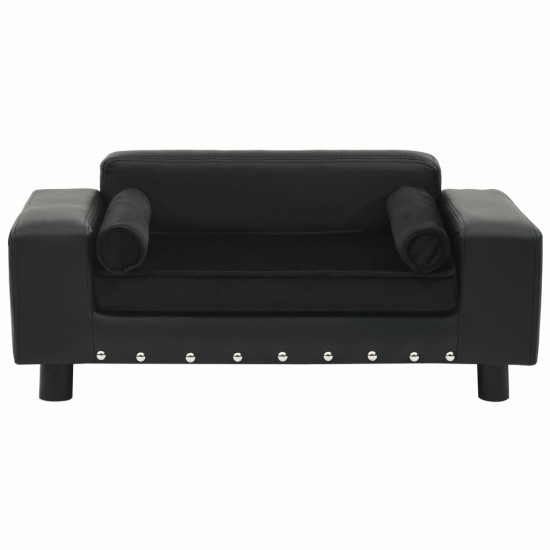 Dog Sofa Black 31.9inchx16.9inchx12.2inch Plush and Faux Leather
