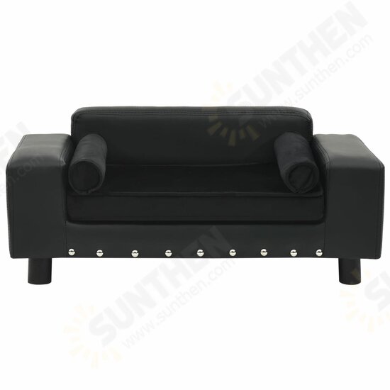 Dog Sofa Black 31.9inchx16.9inchx12.2inch Plush and Faux Leather