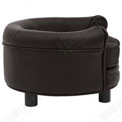 Dog Sofa Brown 18.9inchx18.9inchx12.6inch Plush and Faux Leather Dog Sofa Brown 18.9inchx18.9inchx12.6inch Plush and Faux Leather