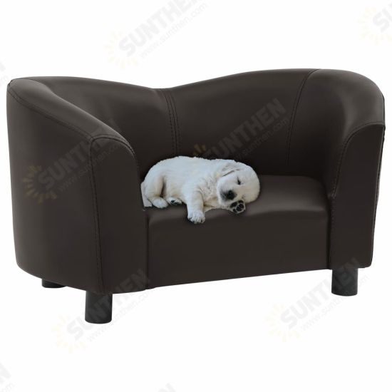 Dog Sofa Brown 26.4inchx16.1inchx15.4inch Faux Leather