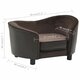 Dog Sofa Brown 27.2inchx19.3inchx15.7inch Plush and Faux Leather Dog Sofa Brown 27.2inchx19.3inchx15.7inch Plush and Faux Leather