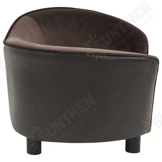 Dog Sofa Brown 27.2inchx19.3inchx15.7inch Plush and Faux Leather Dog Sofa Brown 27.2inchx19.3inchx15.7inch Plush and Faux Leather