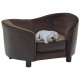 Dog Sofa Brown 27.2inchx19.3inchx15.7inch Plush and Faux Leather Dog Sofa Brown 27.2inchx19.3inchx15.7inch Plush and Faux Leather