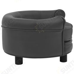 Dog Sofa Dark Gray 18.9inchx18.9inchx12.6inch Plush and Faux Leather Dog Sofa Dark Gray 18.9inchx18.9inchx12.6inch Plush and Faux Leather