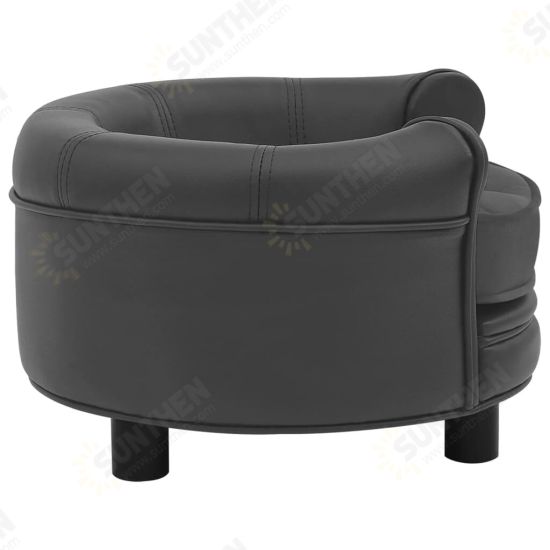 Dog Sofa Dark Gray 18.9inchx18.9inchx12.6inch Plush and Faux Leather Dog Sofa Dark Gray 18.9inchx18.9inchx12.6inch Plush and Faux Leather