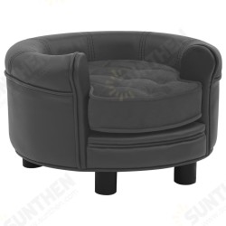 Dog Sofa Dark Gray 18.9inchx18.9inchx12.6inch Plush and Faux Leather Dog Sofa Dark Gray 18.9inchx18.9inchx12.6inch Plush and Faux Leather