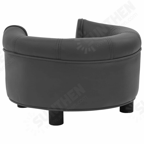 Dog Sofa Dark Gray 18.9inchx18.9inchx12.6inch Plush and Faux Leather Dog Sofa Dark Gray 18.9inchx18.9inchx12.6inch Plush and Faux Leather