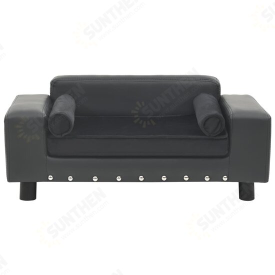 Dog Sofa Dark Gray 31.9inchx16.9inchx12.2inch Plush and Faux Leather