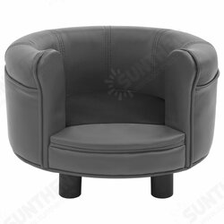 Dog Sofa Gray 18.9inchx18.9inchx12.6inch Plush and Faux Leather Dog Sofa Gray 18.9inchx18.9inchx12.6inch Plush and Faux Leather
