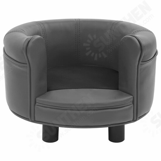 Dog Sofa Gray 18.9inchx18.9inchx12.6inch Plush and Faux Leather Dog Sofa Gray 18.9inchx18.9inchx12.6inch Plush and Faux Leather