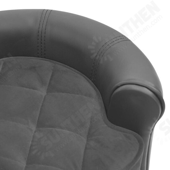 Dog Sofa Gray 18.9inchx18.9inchx12.6inch Plush and Faux Leather Dog Sofa Gray 18.9inchx18.9inchx12.6inch Plush and Faux Leather