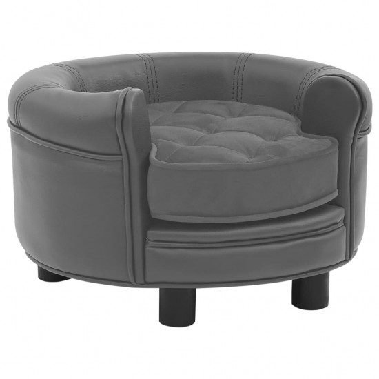 Dog Sofa Gray 18.9inchx18.9inchx12.6inch Plush and Faux Leather
