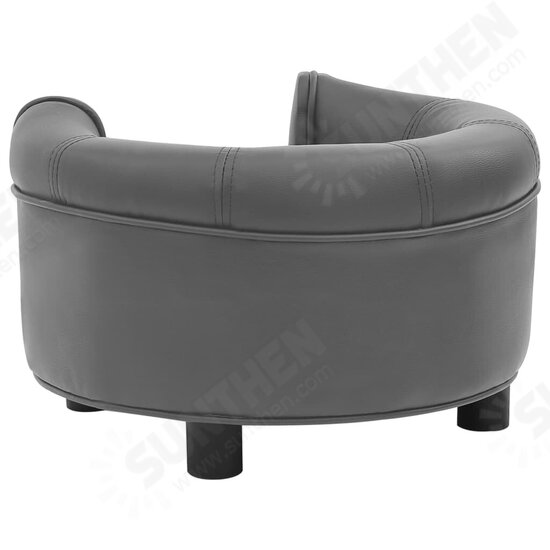 Dog Sofa Gray 18.9inchx18.9inchx12.6inch Plush and Faux Leather Dog Sofa Gray 18.9inchx18.9inchx12.6inch Plush and Faux Leather