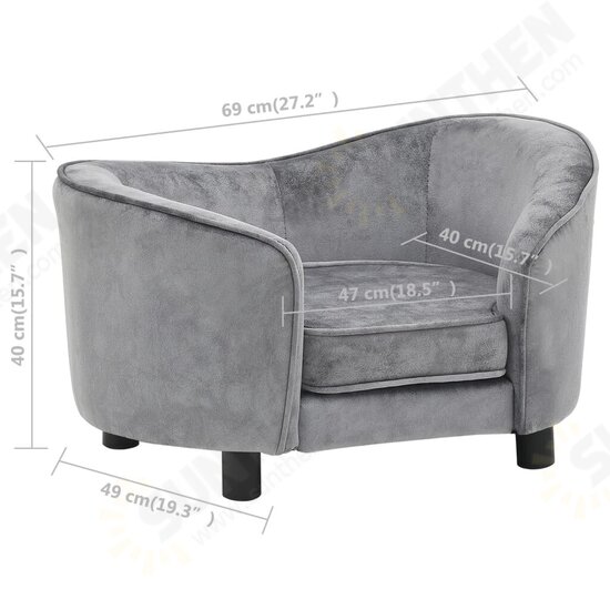 Dog Sofa Gray 27.2inchx19.3inchx15.7inch Plush Dog Sofa Gray 27.2inchx19.3inchx15.7inch Plush