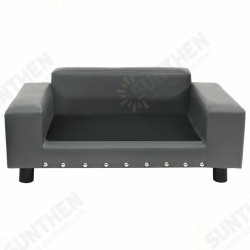 Dog Sofa Gray 31.9inchx16.9inchx12.2inch Plush and Faux Leather Dog Sofa Gray 31.9inchx16.9inchx12.2inch Plush and Faux Leather