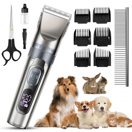 Dog Cat Clipper Professional Dog Clipper Long Thick Hair Cordless Electric Dog Grooming Kit Shaver for Dogs Cats Pets